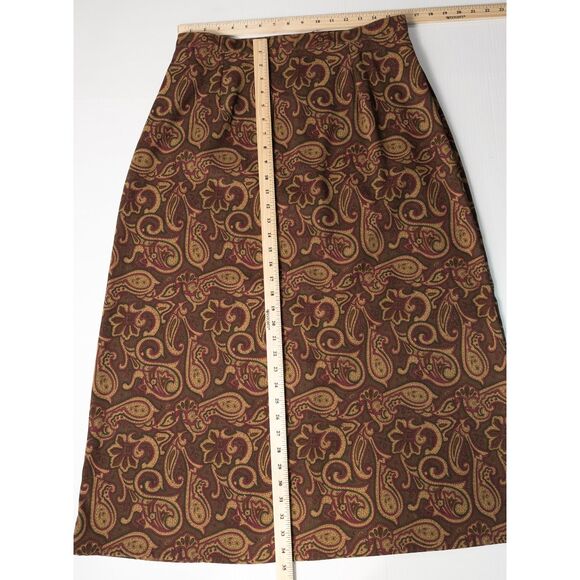 Vintage Studio Works Paisley Moleskin Midi Skirt Large Brown Boho Western Autumn - Picture 4 of 15